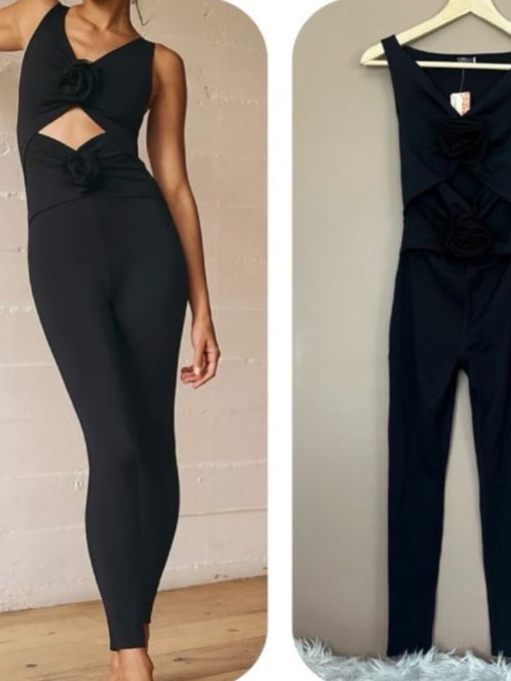 {FP Movement} Rosette Onesie Sleeveless Jumpsuit in Black